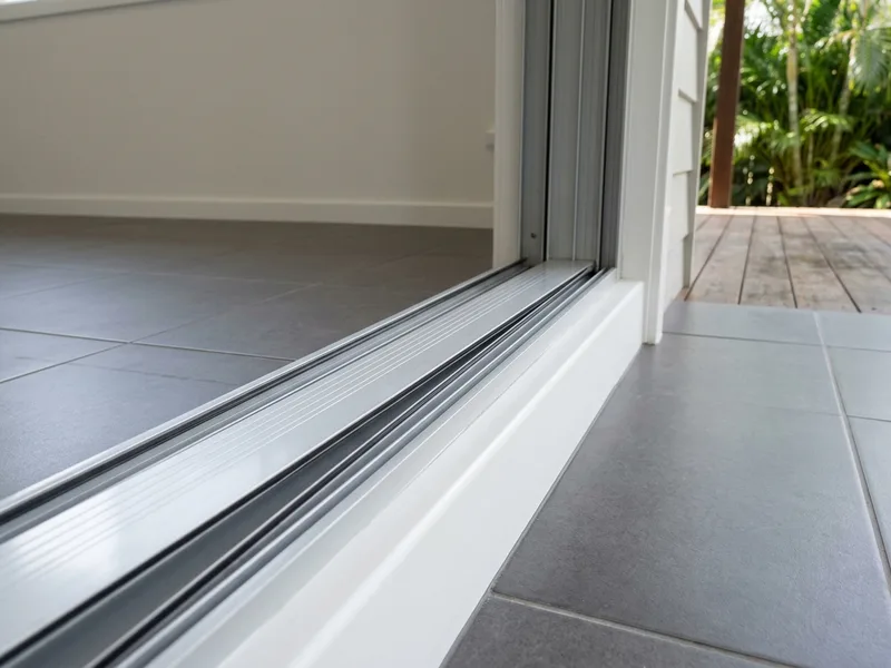 Detailed cleaning of sliding patio door tracks and baseboards for bond deposit return